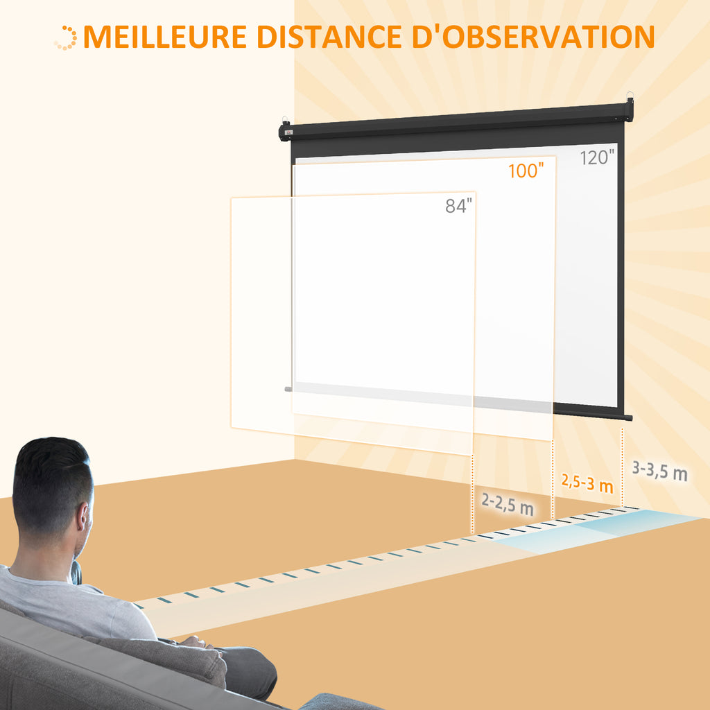 Écran vidéoprojecteur motorisé et électrique 100 Pouces, 4:3 4K HD, panneau de commande et télécommande-6