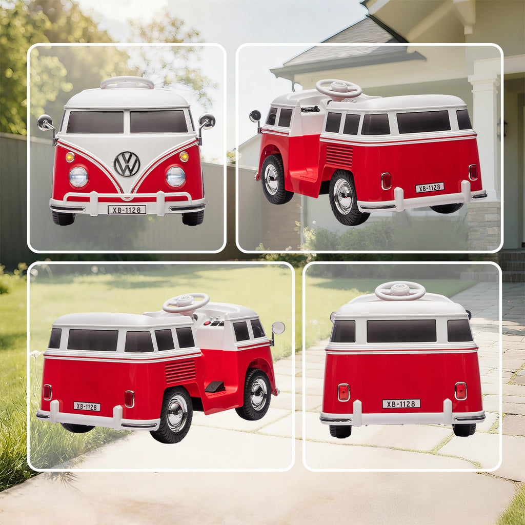Voiture électrique enfant Volkswagen T1 sous licence officielle 12 V avec 2 moteurs démarrage doux 89x49x41,5cm rouge-8