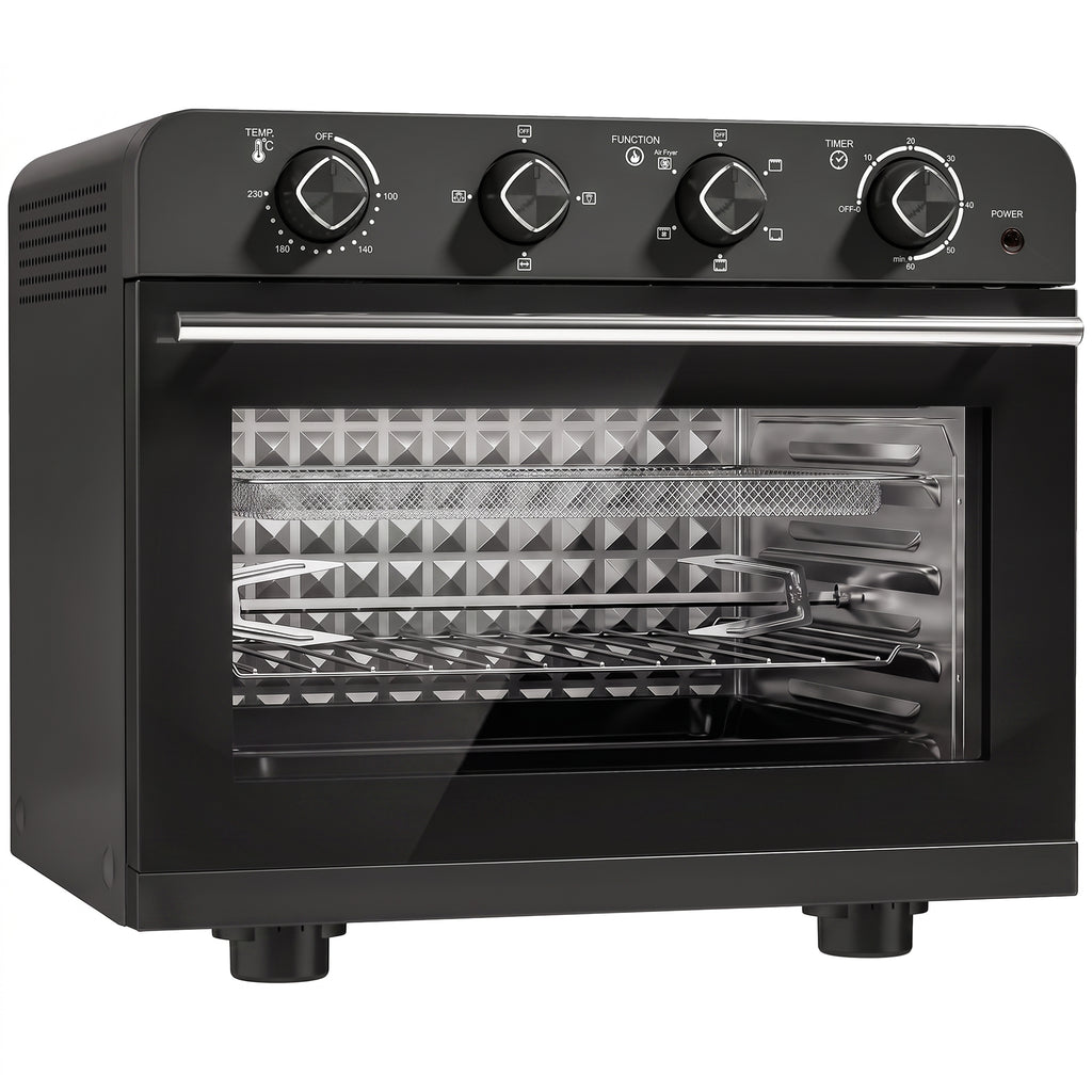 Friteuse à Air Chaud 36L, Four à Air Chaud 1800 W avec Rôtissoire, Plaque de Cuisson, Panier de Friture et Grille, Noir-0
