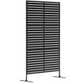 Panneau Brise Vue Extérieur Décoratif en Acier 122x198cm, Treillis pour Plantes Grimpantes, Support, Panneau Rayé, Noir-0
