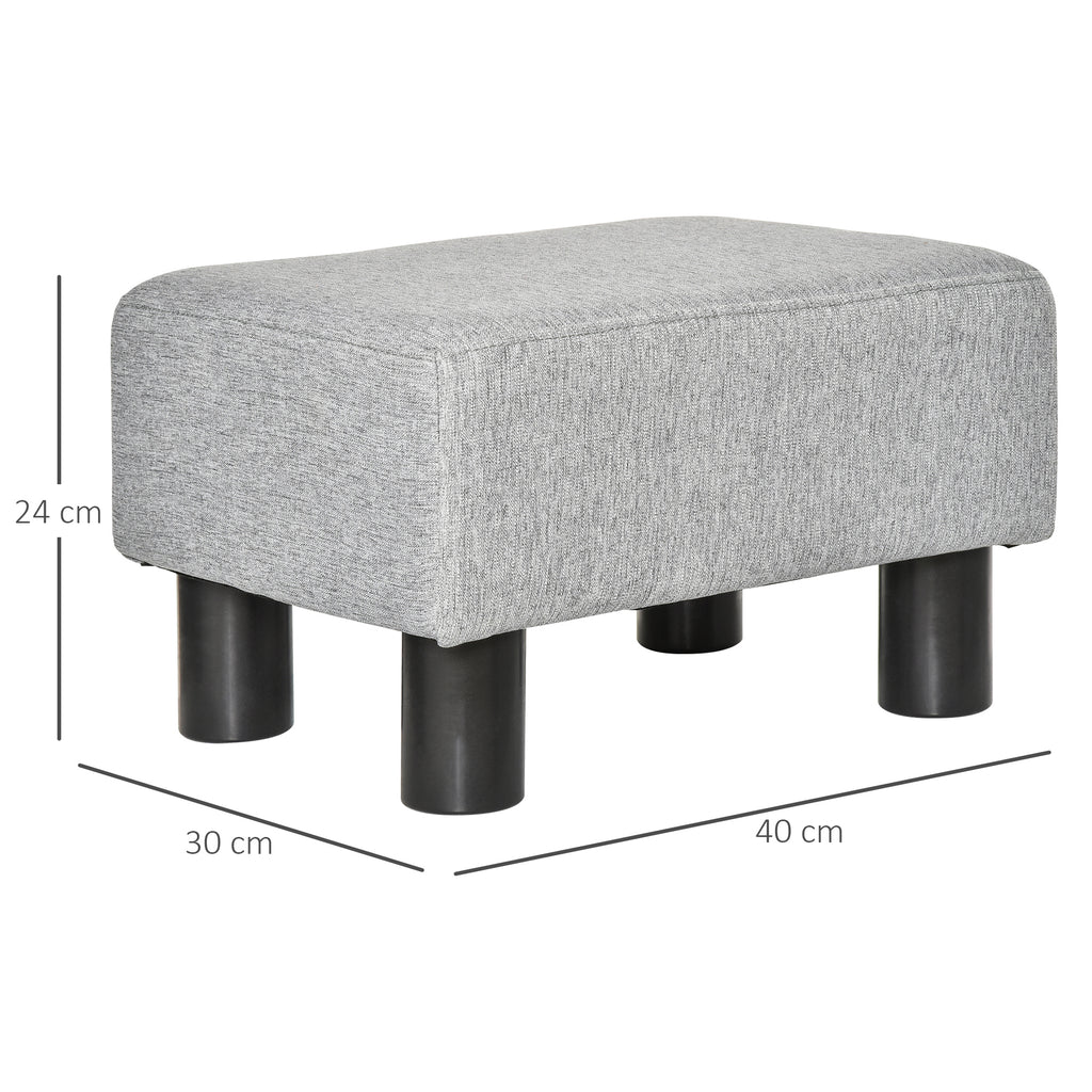 Lot de 2 poufs repose-pied tabouret bas en tissu de lin capacité de charge 150 Kg 40 x 30 x 24 cm gris-2