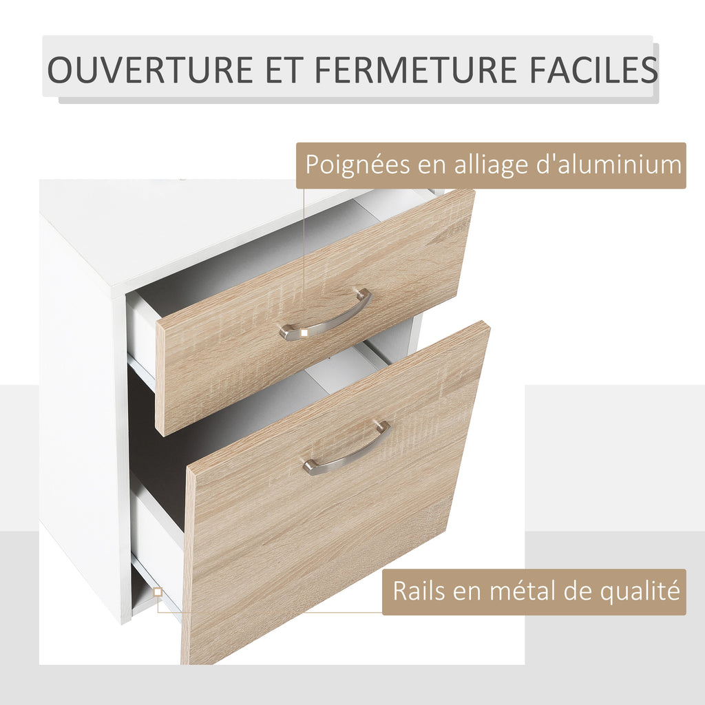 Bureau informatique avec 2 tiroirs, bureau avec rangement, 137 x 55 x 92 cm, étagères ouvertes et tablette-5