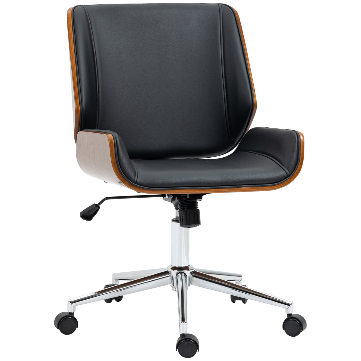 Chaise de bureau design vintage hauteur réglable pivotant 360° piètement chromé 53 x 60 x 86-96 cm gris-0