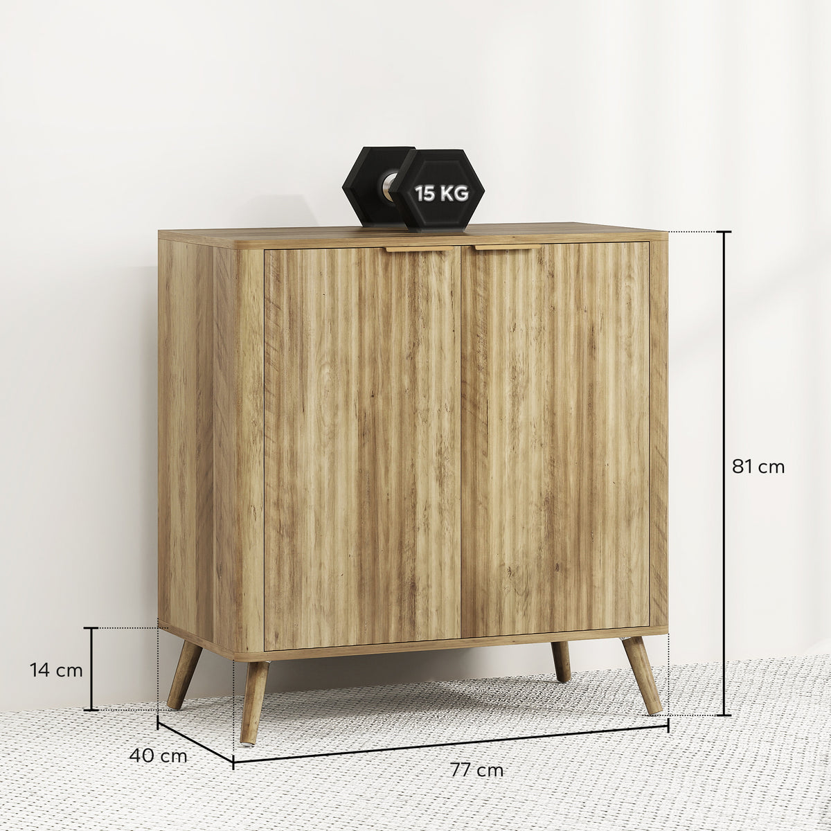 Buffet salon meuble de rangement avec placard à 2 portes et étagère réglable, 77 x 40 x 81 cm, aspect bois-2