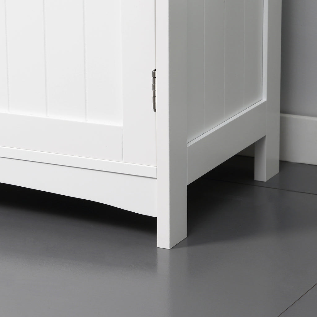 Meuble salle de bain sous lavabo à double portes avec étagères réglables, blanc-8