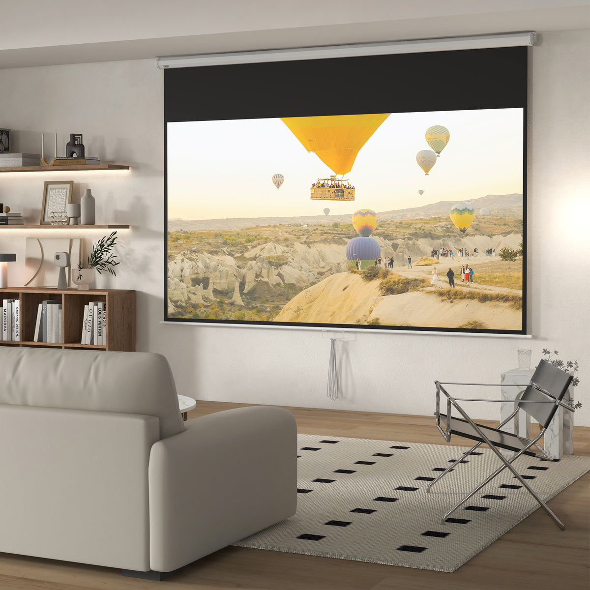 Écran de projection TV et Home Cinema de 120 Pouces vidéo projecteur 16:9 4K HD, fixation mural ou plafond-9