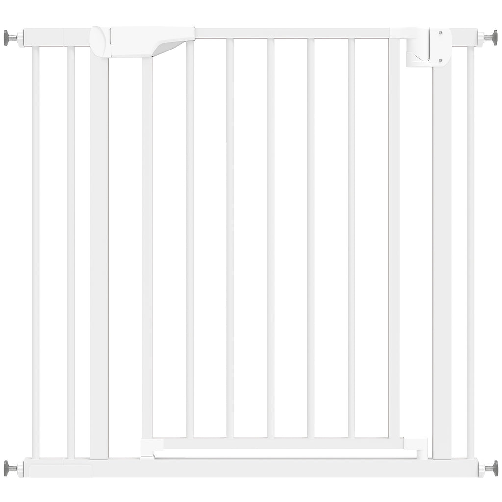Barrière de Sécurité pour Chiens et Bébés 76 à 88 cm avec Extension, Fixation par Pression sans Perçage, 76 à 88 cm, Blanc-0