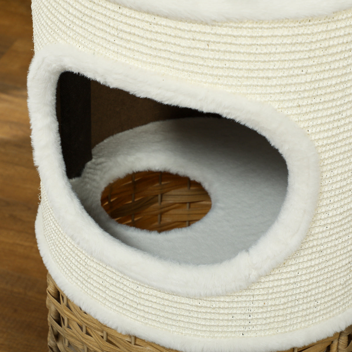 Niche pour chat d'intérieur à 3 niveaux, tour pour chat avec griffoir en sisal à griffer Ø 40 x 80 cm, crème-7