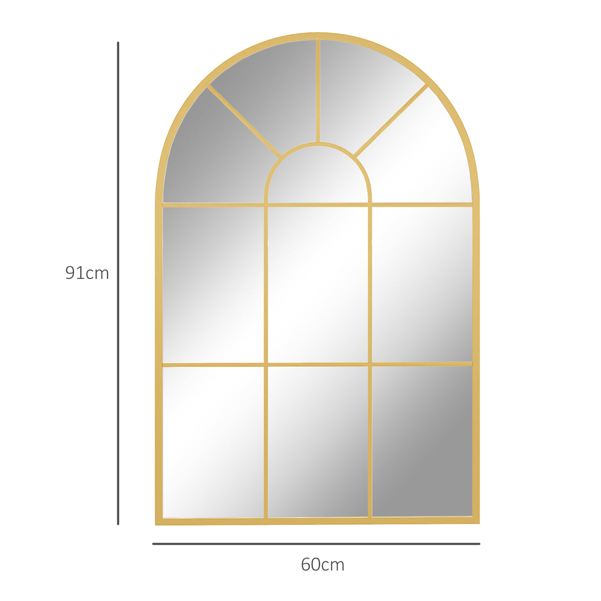 Miroir mural en métal cadre doré en forme de voûtée – 91 x 60 cm – décoration pour entrée ,chambre à coucher, salon-2
