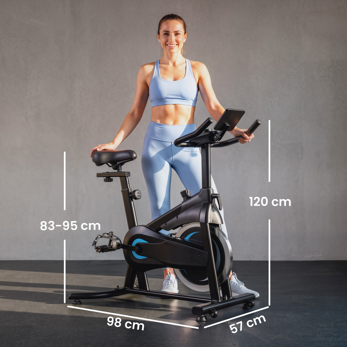 Vélo d'Appartement Vélo Biking Connecté avec App Zwift et Kinomap Magnétique Silencieux Écran LCD 98 x 57 x 120 cm Noir-2