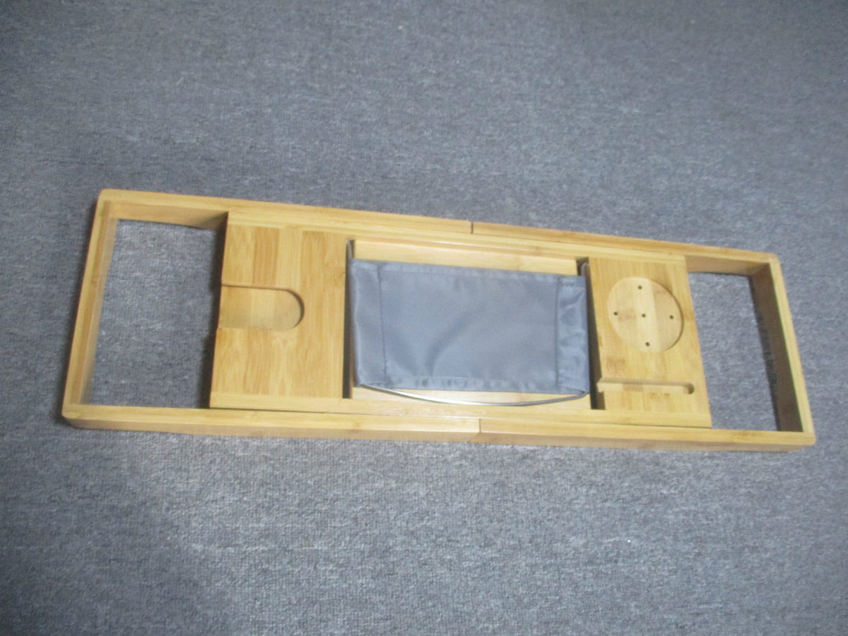 Pont étagère plateau de baignoire extensible en bambou avec porte-gobelet et porte-savon, 75-109 x 23 x 4.5cm-0