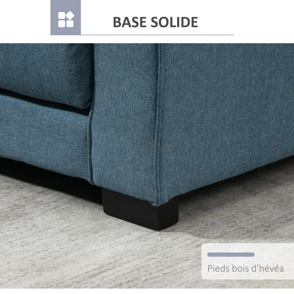 Canapé droit convertible 2 places - dossier capitonné - 147,5 x 75 x 85 cm - bleu-6