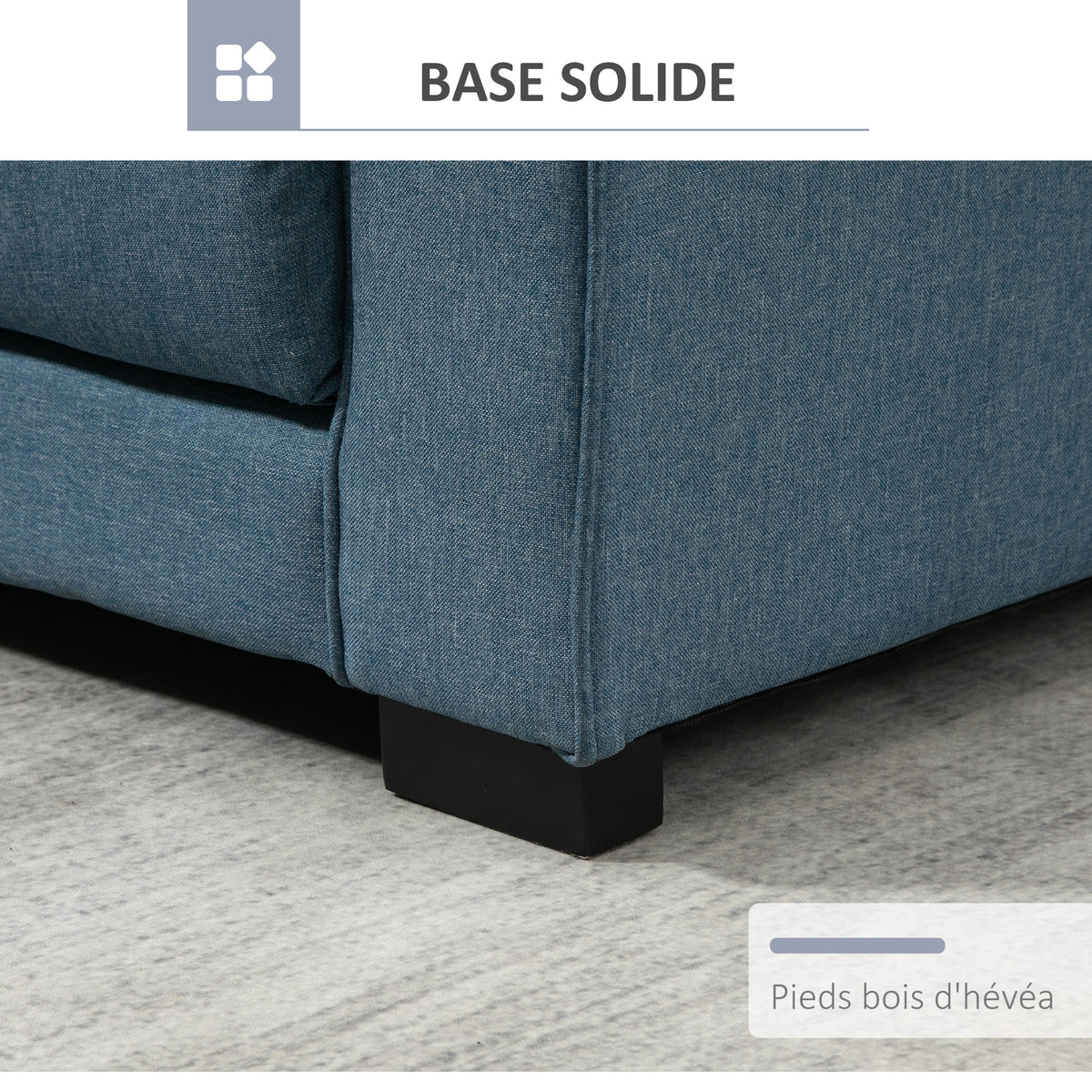 Canapé droit convertible 2 places - dossier capitonné - 147,5 x 75 x 85 cm - bleu-6