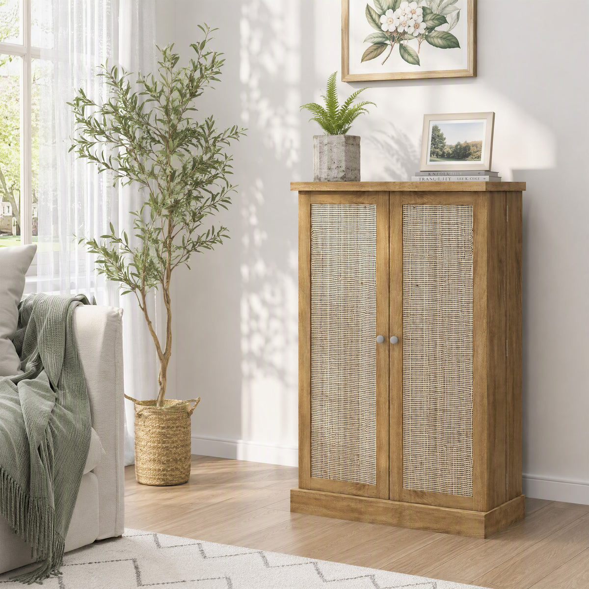 Buffet cuisine meuble cuisine rangement avec 12 étagères à portes étagères réglables 60 x 30 x 104 cm effet bois naturel-9