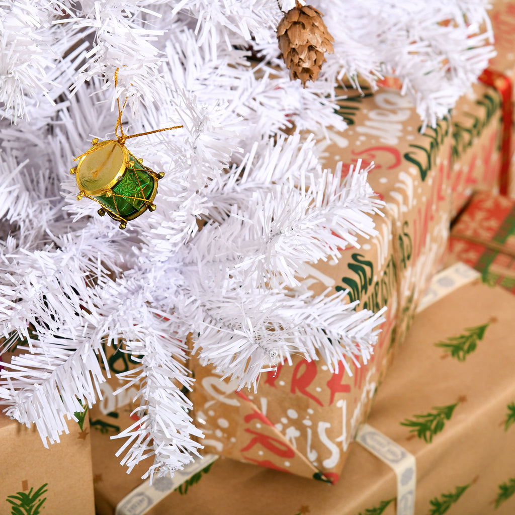 Sapin Arbre de Noël Artificiel Blanc 150 cm 680 Branches avec Nombreux Accessoires variés-8