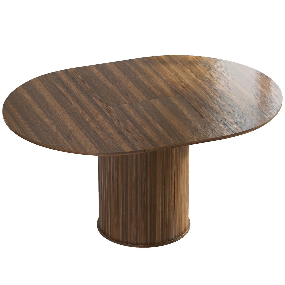 Table à Manger Extensible pour 6 à 8 Personnes, 110-150 cm, Table de Cuisine Ovale avec Piètement Central Rond, Noyer-0