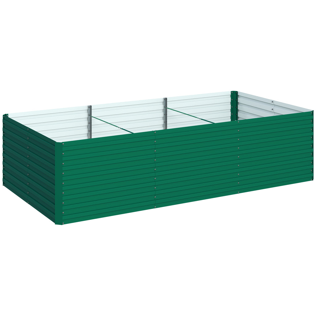Jardinière surélevée galvanisée rectangulaire pour l'extérieur - fond ouvert - 240 x 120 x 60cm, vert-0