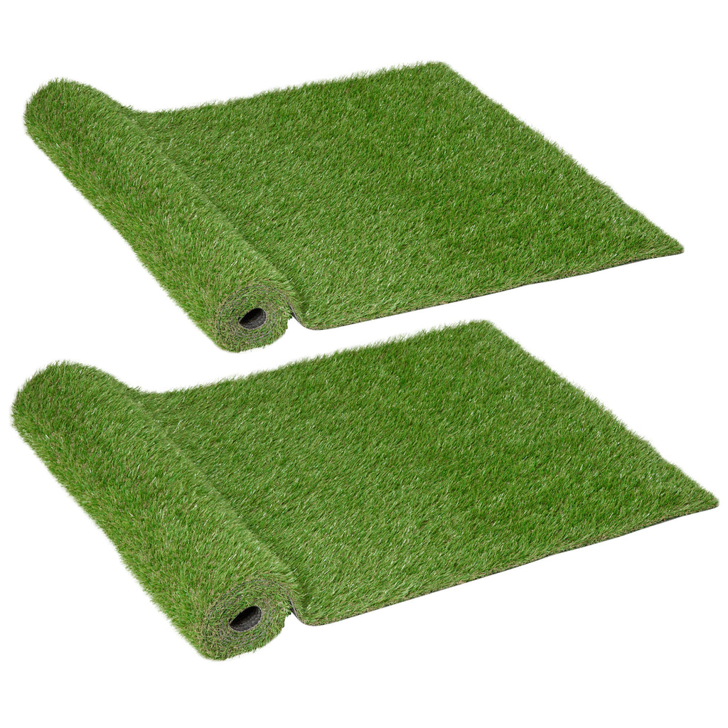 Lot de 2 gazons synthétiques artificiels Moquette extérieure intérieure 3L x 1l m Herbes Hautes denses 2,5 cm Vert-0