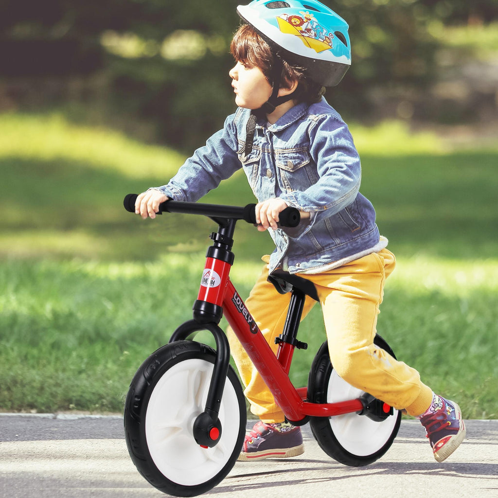 Vélo Enfant draisienne 2 en 1 roulettes et pédales Amovibles Roues 12" Hauteur Selle réglable pour enfants de 2 à 5 ans Acier Rouge-9