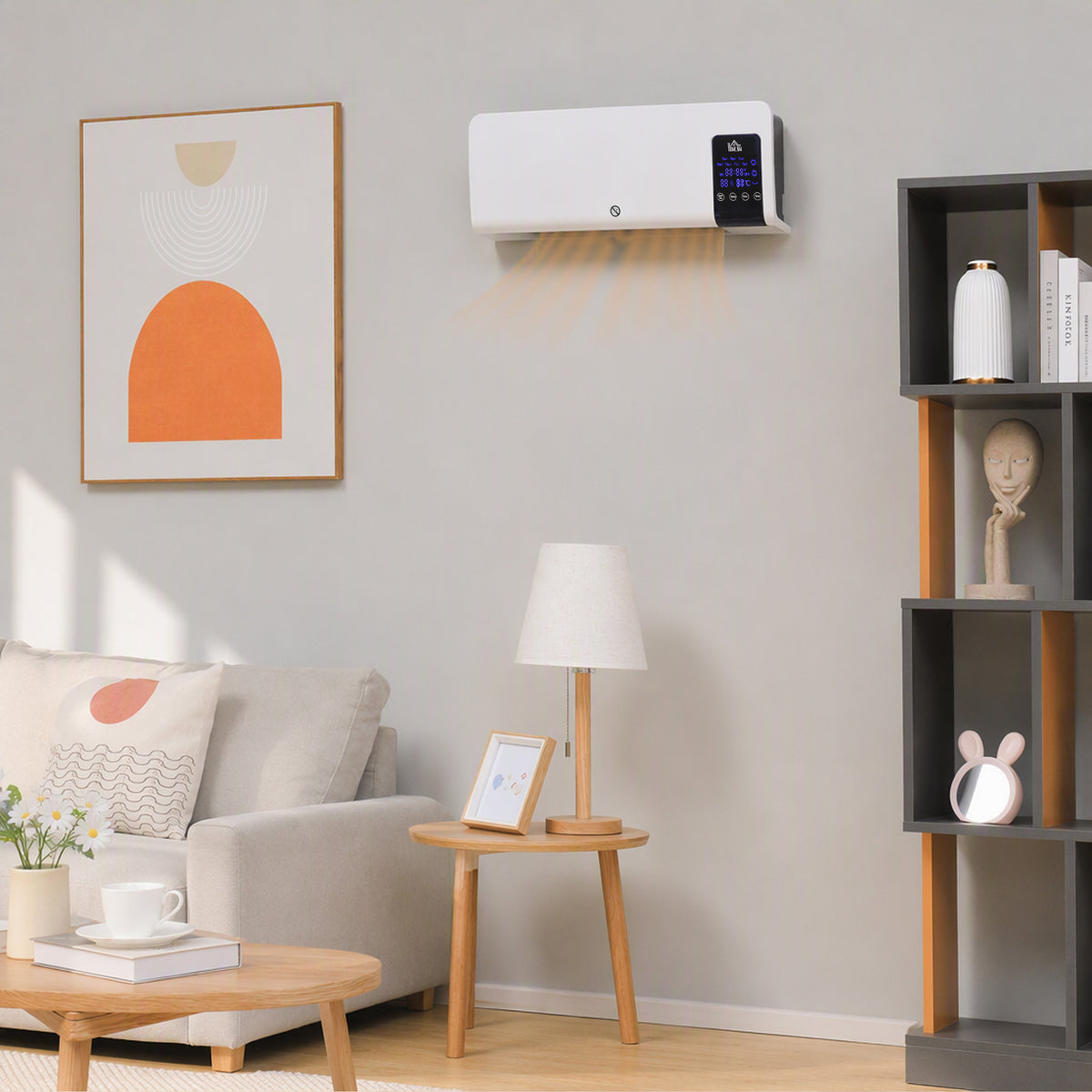 Radiateur soufflant mural chauffage céramique PTC - 1000 W / 2000 W oscillation minuterie avec télécommande blanc-1