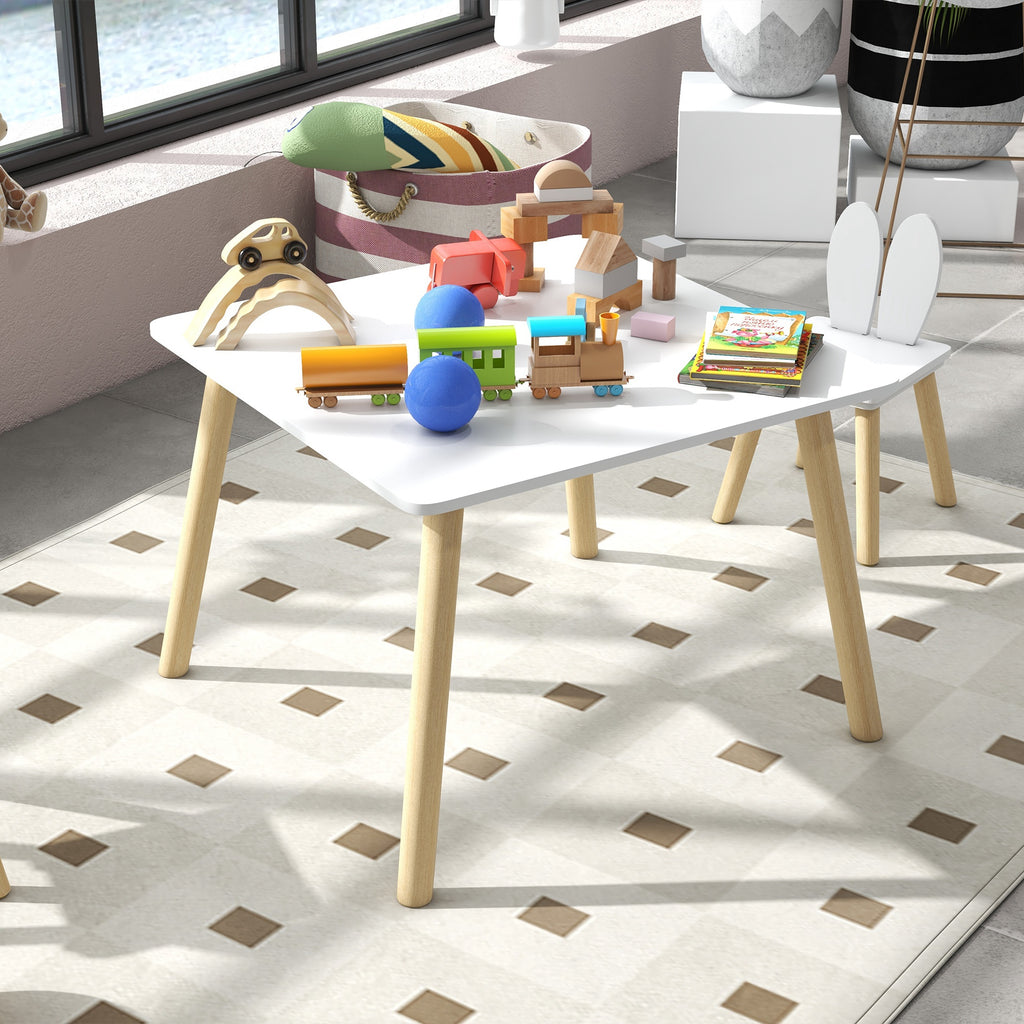 Ensemble table et 2 chaises enfant design scandinave motif oreille de lapin bois pin blanc-7