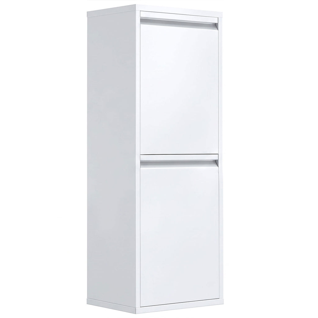 Meuble Poubelle de Tri Sélectif, Poubelle de Recyclage 30 L (2 x 15 L) avec 2 Compartiments, Fermeture Douce, Blanc-0