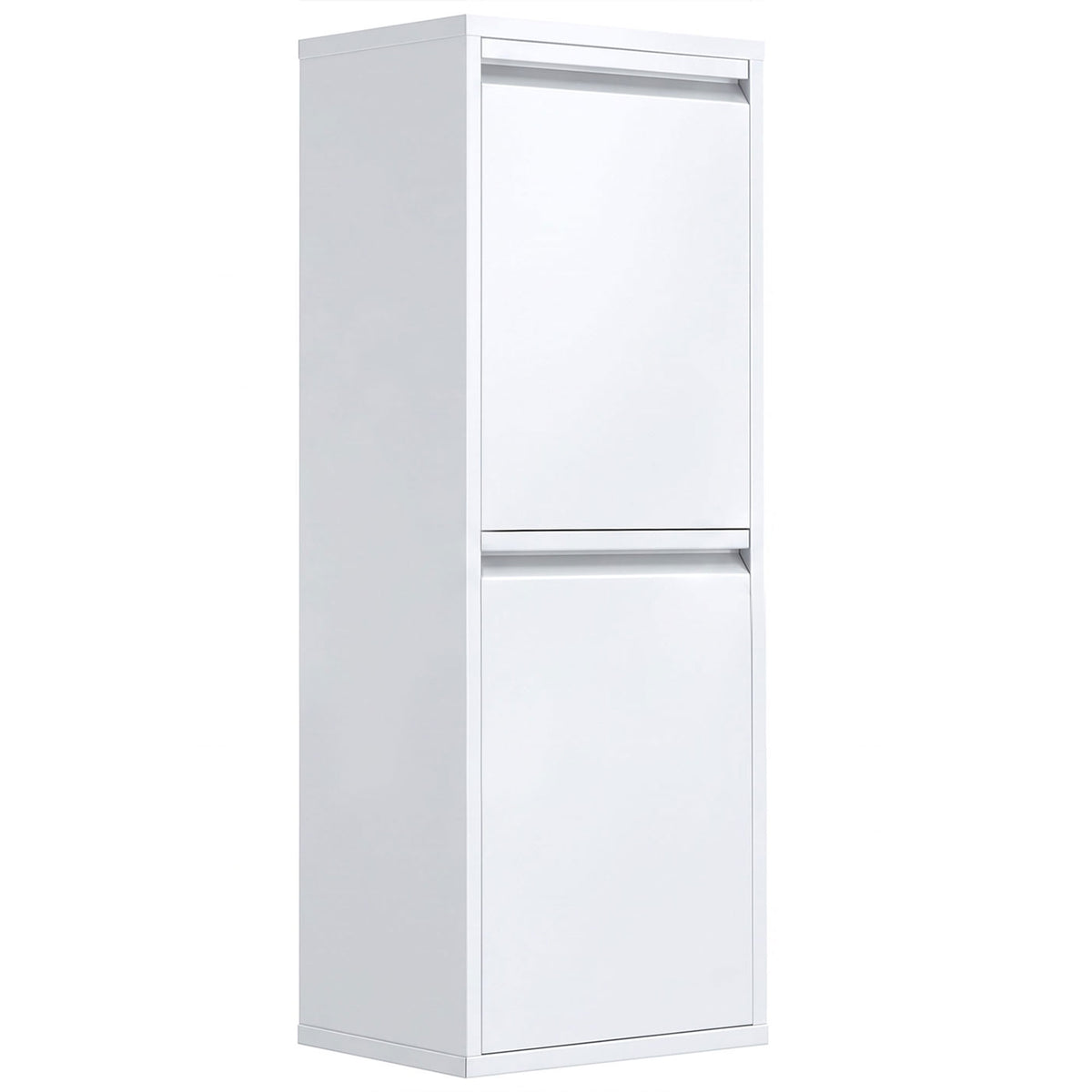 Meuble Poubelle de Tri Sélectif, Poubelle de Recyclage 30 L (2 x 15 L) avec 2 Compartiments, Fermeture Douce, Blanc-0
