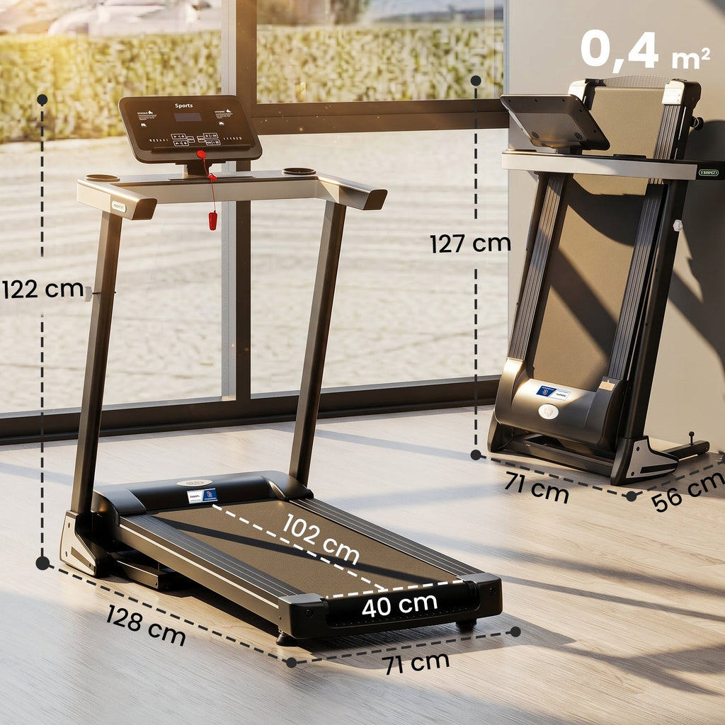 Tapis de Course Electrique Pliable - Tapis Roulant 1-12 Km/h 500 W écran LCD 12 programmes Noir-2