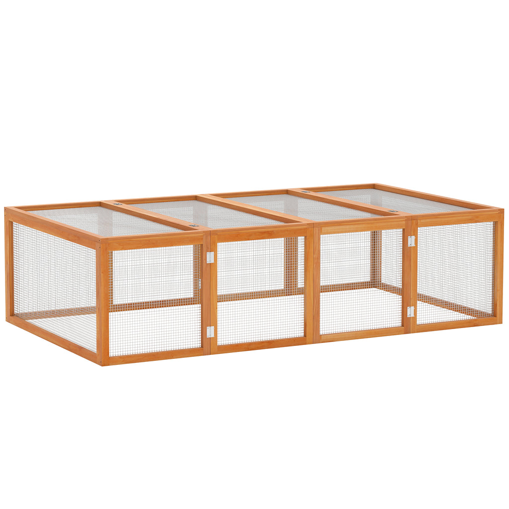 Clapier cage à lapins extérieur intérieur 2 portes supérieures 181L x 100l x 48H cm bois massif marron-0