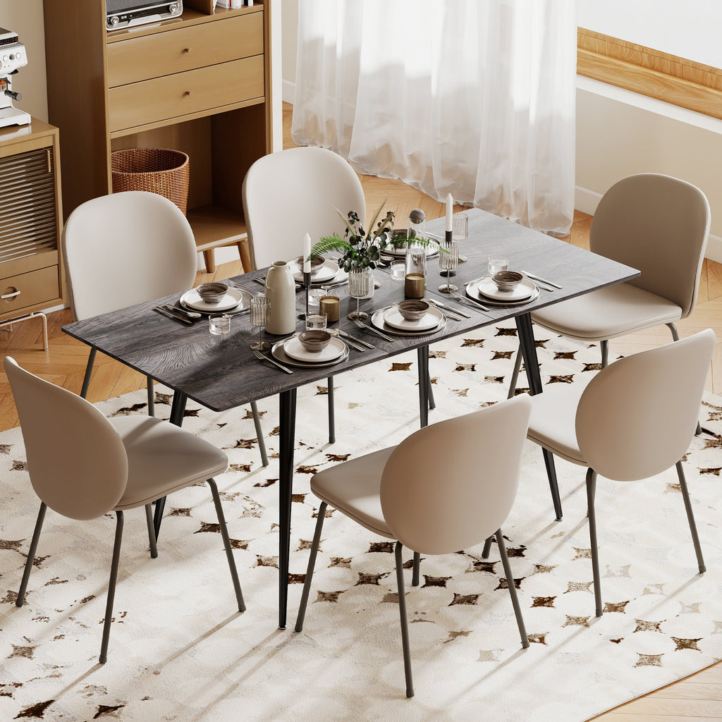 Table à manger pliante table extensible 120-160 cm jusqu'à 6 à 8 personnes avec pieds en acier, gris-9