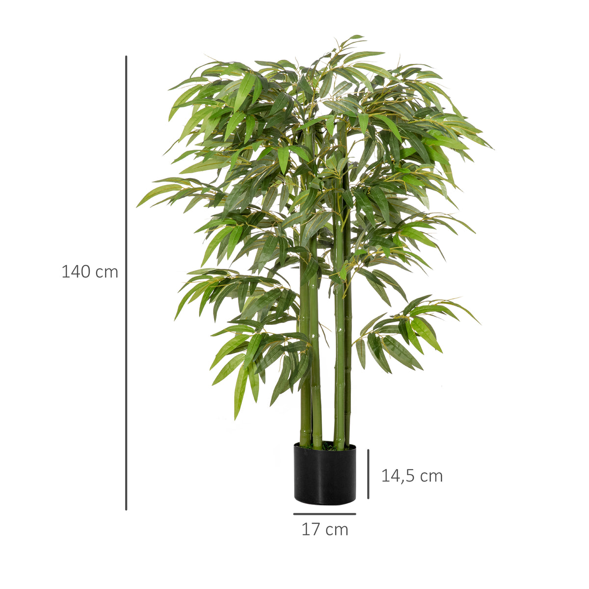 Plante artificielle bambou arbre artificiel 140 cm avec pot, fausse plante vert décoration d'intérieur-2
