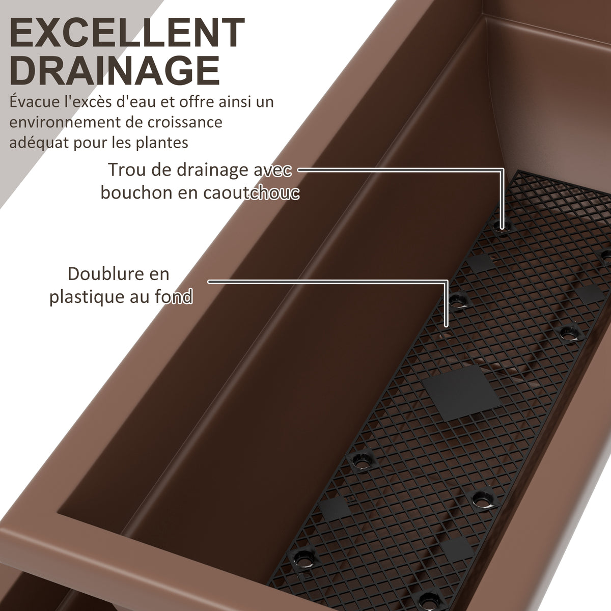 Jardinière surélevée avec étages jardinière verticale avec 5 bacs à fleurs trous de drainage cadre en acier marron-5