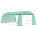 Serre de jardin serre tunnel 18 m² avec porte, parois latérales enroulables 12 fenêtres acier PE  4 x 3 x 2 m vert-0