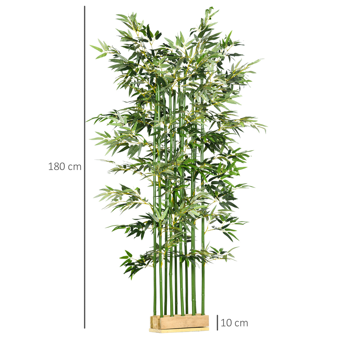 Bambou Artificiel 180 cm, Feuilles Réalistes et Pot en Bois de Pin, Facile à Nettoyer, pour Maison Bureau, Vert-2