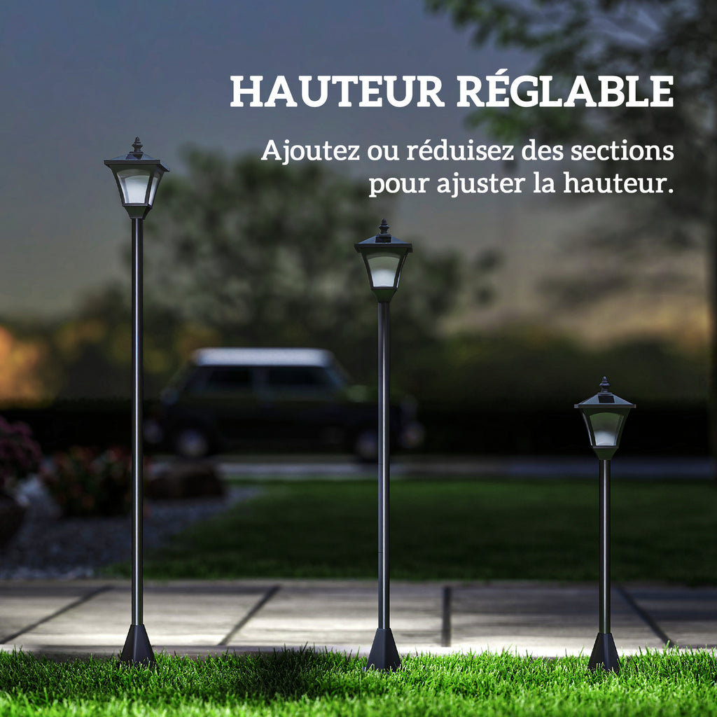 Luminaire extérieur lampadaire sur pied solaire lampadaire lanterne classique LED 30 Lm dim. 15L x 15l x 120H cm noir-5