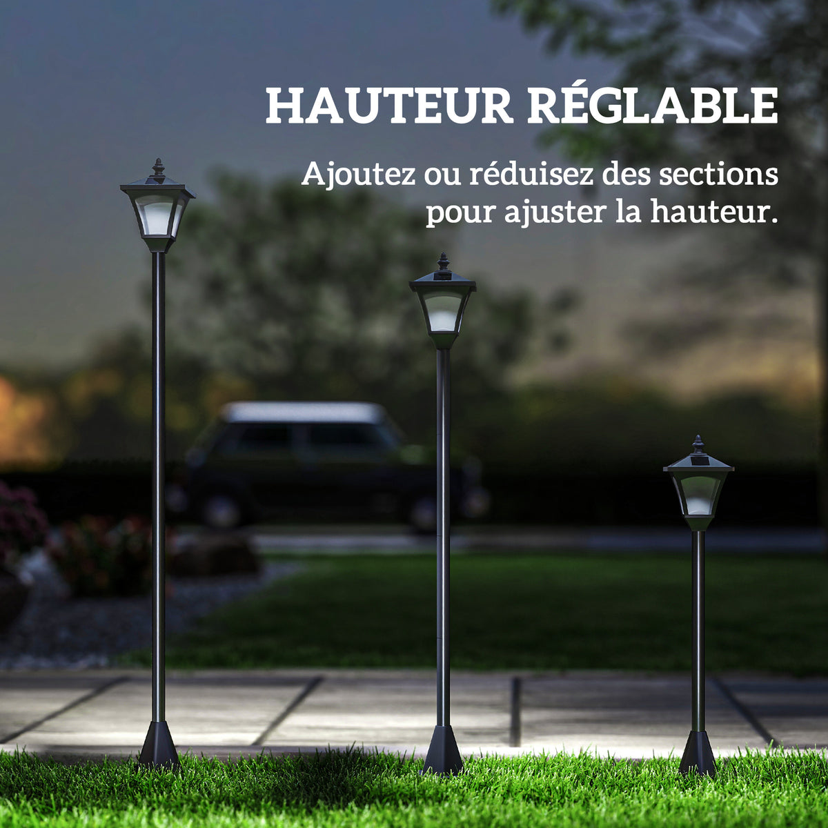 Luminaire extérieur lampadaire sur pied solaire lampadaire lanterne classique LED 30 Lm dim. 15L x 15l x 120H cm noir-5