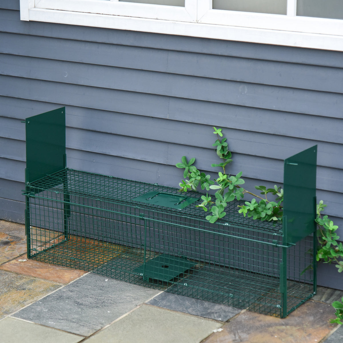 Piège Vivant Cage Attrape 100x25x28cm Piège Fouine pour Martres, Rats, Souris - 2 entrées + poignée - métal vert-9