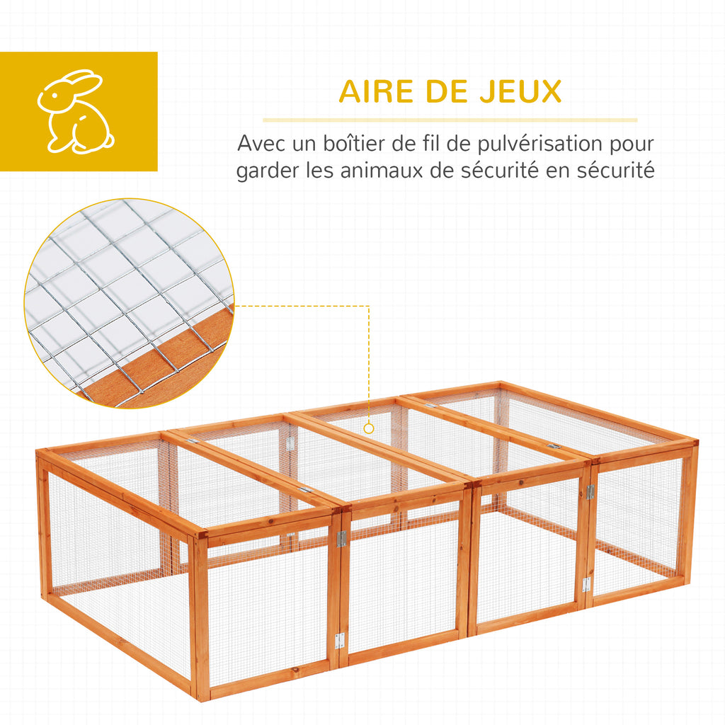 Clapier cage à lapins extérieur intérieur 2 portes supérieures 181L x 100l x 48H cm bois massif marron-5