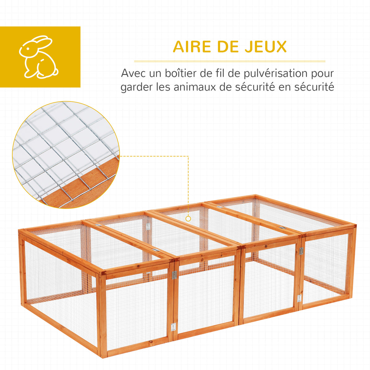 Clapier cage à lapins extérieur intérieur 2 portes supérieures 181L x 100l x 48H cm bois massif marron-5