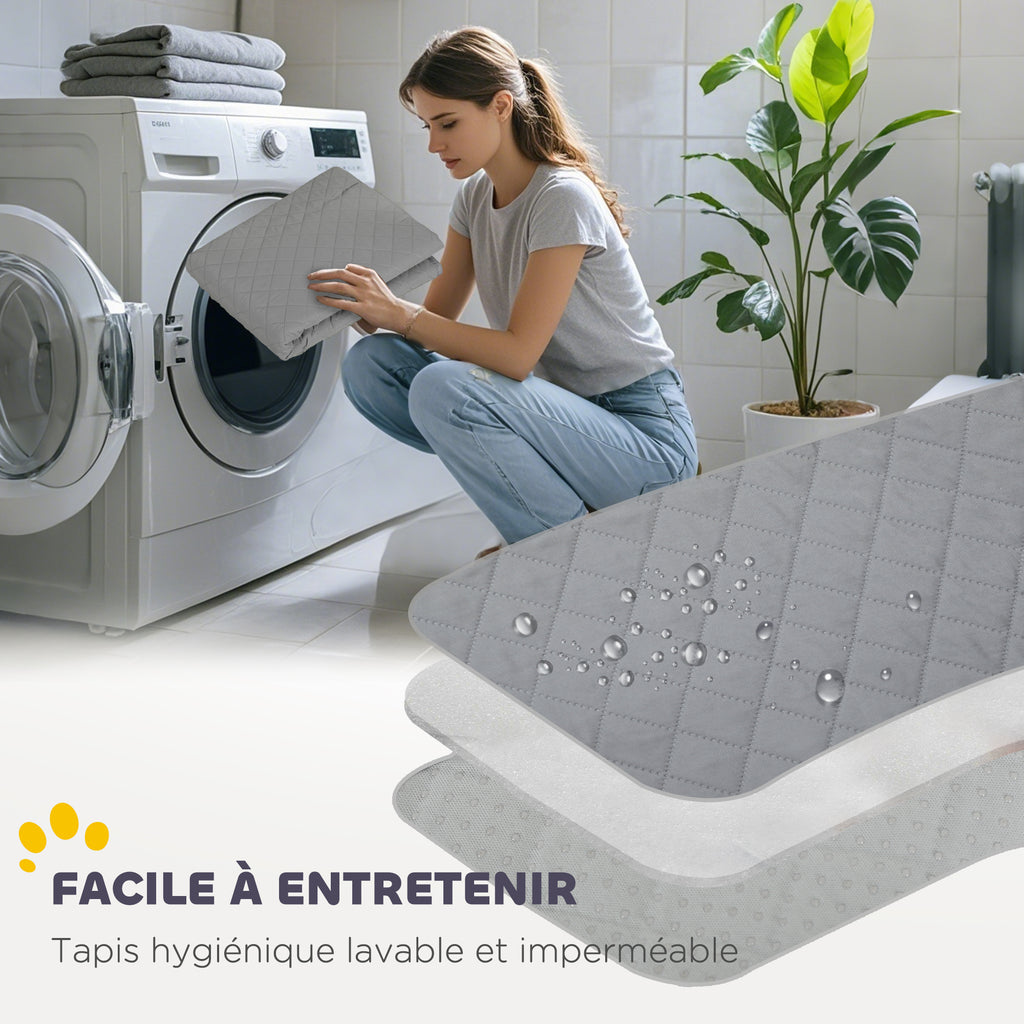 Parc de mise bas pour chien caisse de mise bas pour chiens avec porte tapis de propreté lavable 122 x 122 x 60 cm noir-5