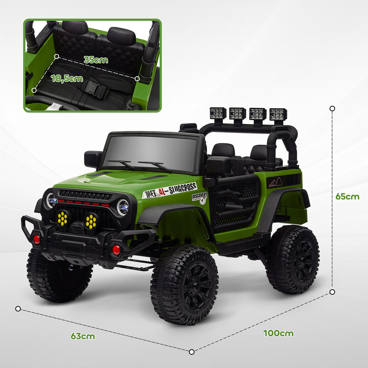 Buggy 4x4 voiture électrique enfant UTV avec télécommande 2.4Ghz 2 moteurs 12 V vert-2