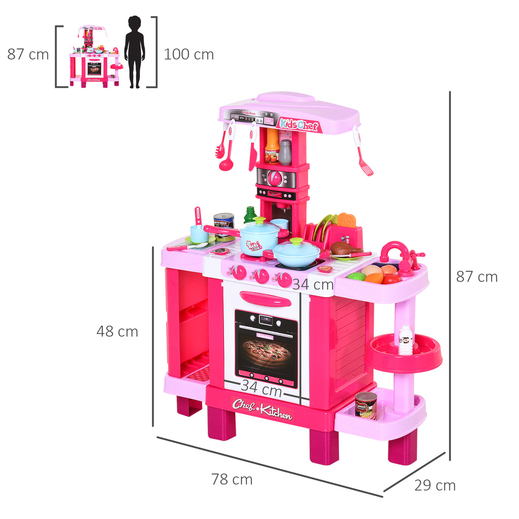 Cuisine pour Enfant Recettes Jeu d'imitation 38 Accessoires Inclus Sons et lumières polypropylène Rose-2