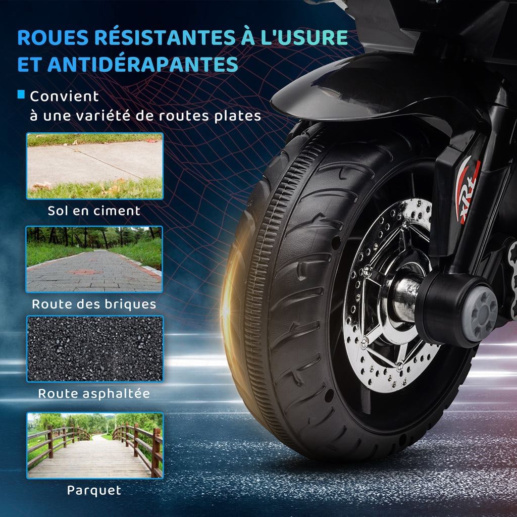 Moto électrique enfants 3 roues 6 V, voiture électrique enfants 3 à 5 ans, effets lumineux et sonores, 86x42x52cm, bleu-5