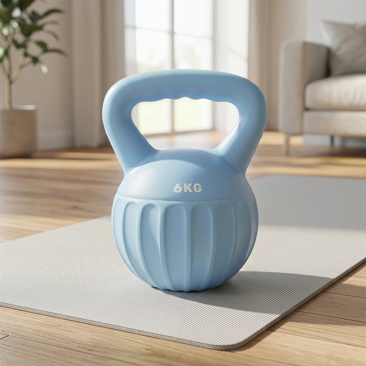 Kettlebell 6 kg, Haltère avec Poignée Antidérapante, Haltère à Boule, Musculation, Entraînement, pour Gym, Bleu-1