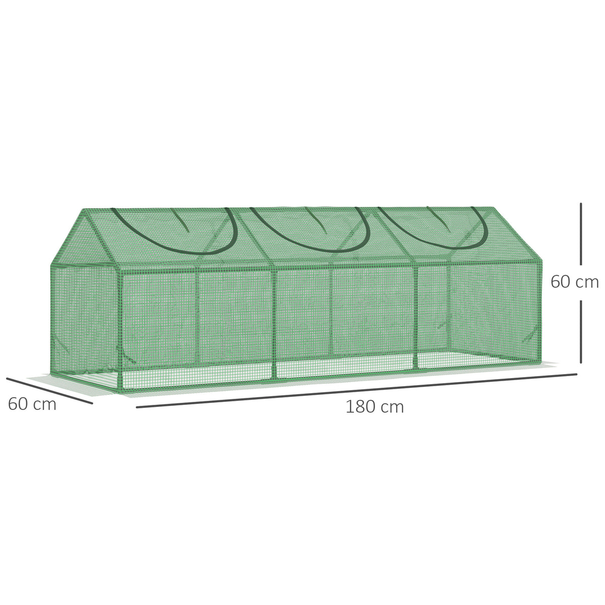 Serre de jardin mini serre 3 fenêtres enroulables couverture en PE haute densité 140 g/m² 180 x 60 x 60 cm vert foncé-2