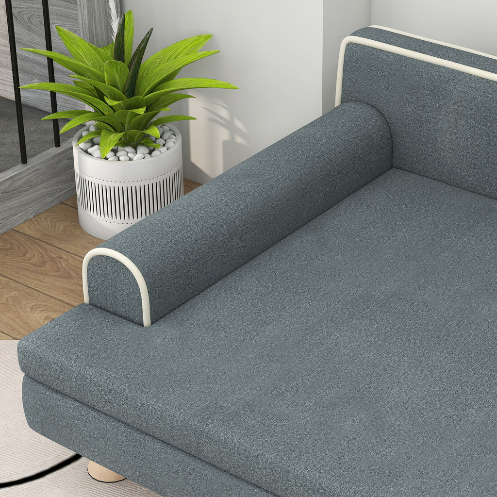Canapé pour chien chat design scandinave coussin moelleux amovible pieds bois massif 100 x 62 x 32 cm gris-8