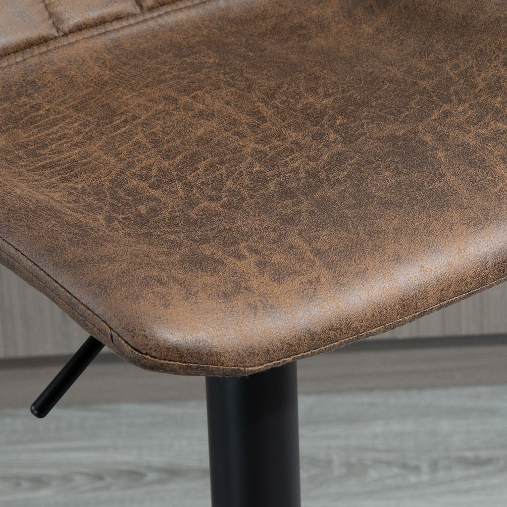 Lot de 2 tabourets de bar style vintage hauteur réglable pivotant avec repose-pied marron-6