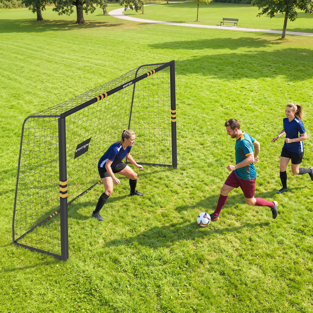 But de Football pour Enfant et Adulte 3 x 2 m, Envoloppé Mousse de Protection, 7 Piquets de Sol, Filet en PE, Jaune-6