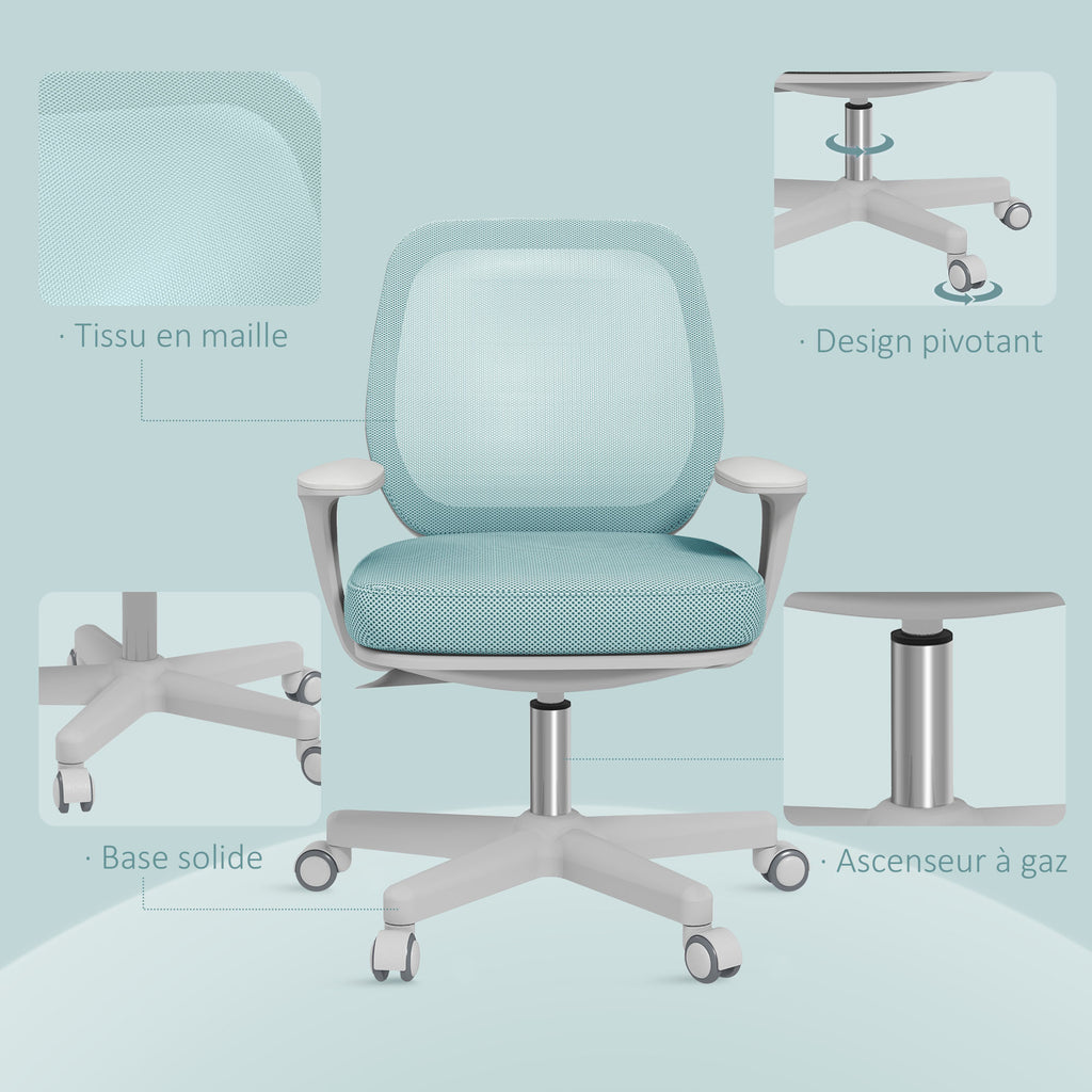 Fauteuil de bureau, chaise de bureau ergonomique en maille, hauteur réglable, 55x48x82,5-94,5cm, vert-6