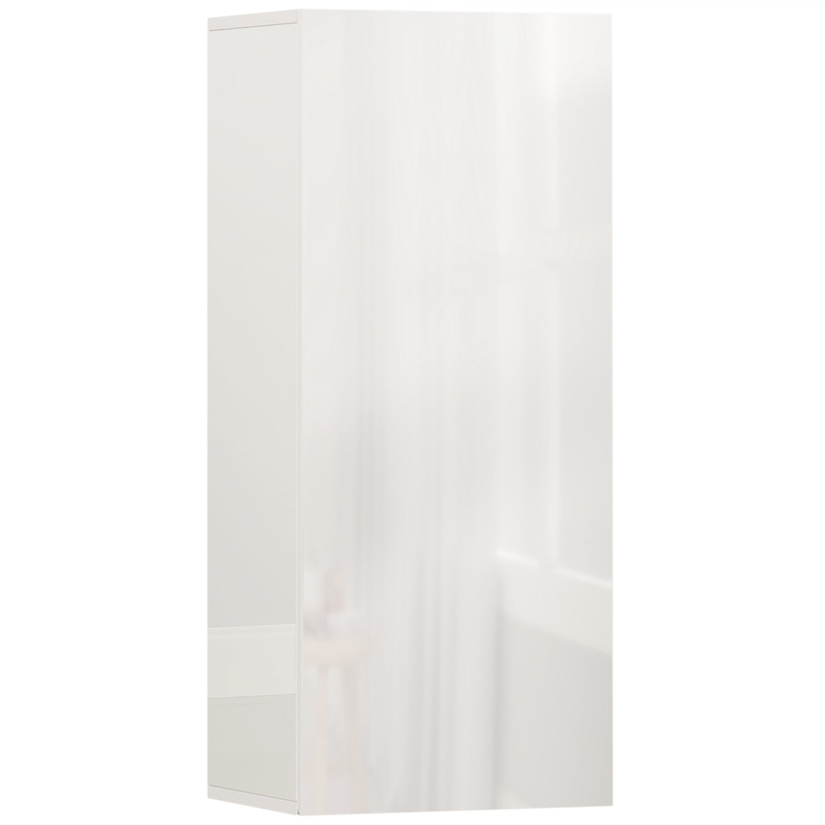 Meuble Mural de Salle de Bain, Étagère Réglable en Verre Trempé, Porte sans Poignée, Moderne, 30x23,4x71,2cm, Blanc-0